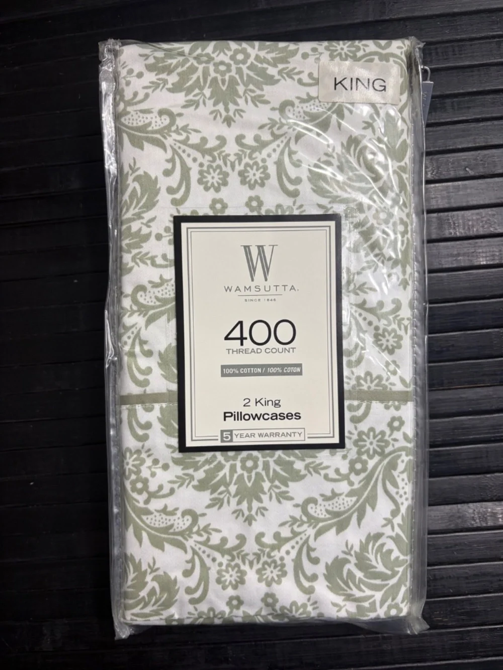 new SAGE GREEN Wamsutta 400 Thread Count 100% Cotton Sateen King Pillowcases